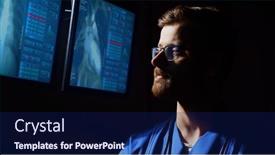  Presentation with medical technology healthcare - Cool new PPT layouts with professional-medical-doctor-working backdrop and a navy blue colored foreground