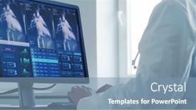  Presentation with medical technology healthcare - PPT theme featuring professional-medical-doctor-working background and a seafoam green colored foreground