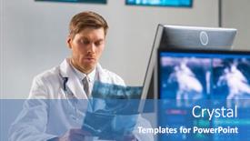  Presentation with medical technology healthcare - Cool new presentation theme with professional-medical-doctor-working backdrop and a teal colored foreground