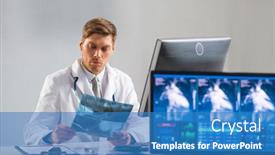  Presentation with medical technology healthcare - Audience pleasing slide deck consisting of professional-medical-doctor-working backdrop and a teal colored foreground