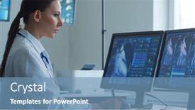  Presentation with cardiology research - PPT theme consisting of professional-medical-doctors-are-maksing background and a teal colored foreground