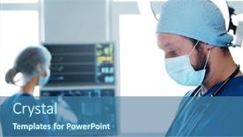  Presentation with surgical masks - Cool new presentation theme with professional-medical-doctors-working backdrop and a teal colored foreground