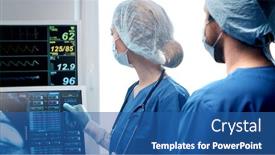  Presentation with emergency medical - PPT theme consisting of professional-medical-doctors-working background and a ocean colored foreground