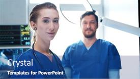  Presentation with emergency medicine - Theme consisting of professional-medical-doctors-working background and a ocean colored foreground