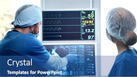  Presentation with emergency medical - PPT theme having professional-medical-doctors-working background and a ocean colored foreground