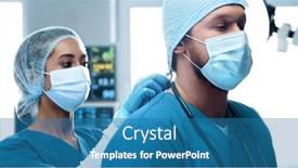  Presentation with emergency medical - Amazing slide set having professional-medical-doctors-working backdrop and a teal colored foreground