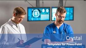  Presentation with neurosurgery - Presentation theme with professional-medical-doctors-working background and a ocean colored foreground