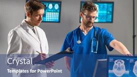  Presentation with neurosurgery - Slide set consisting of professional-medical-doctors-working background and a ocean colored foreground