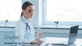  Presentation with making medicine - Presentation theme consisting of professional-medical-doctors-working background and a light blue colored foreground