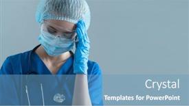  Presentation with emergency medicine - Theme having professional-medical-worker-in-protection background and a teal colored foreground