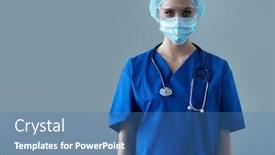  Presentation with medical worker - Audience pleasing PPT layouts consisting of professional-medical-worker-in-protection backdrop and a teal colored foreground