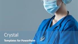  Presentation with medical worker - Audience pleasing PPT layouts consisting of professional-medical-worker-in-protection backdrop and a teal colored foreground
