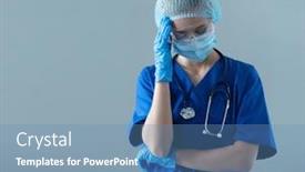  Presentation with emergency medicine - Audience pleasing theme consisting of professional-medical-worker-in-protection backdrop and a teal colored foreground