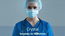  Presentation with emergency medicine - Theme enhanced with professional-medical-worker-in-protection background and a ocean colored foreground