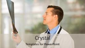  Presentation with medical worker - Slide deck having professional medical worker looking at patient's x-ray at hospital background and a soft green colored foreground