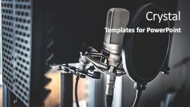  Presentation with mic - Slides featuring professional-microphone-in-recording-studio background and a dark gray colored foreground