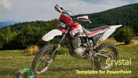  Presentation with motocross - PPT theme enhanced with professional-motocross-standing-poised background and a tawny brown colored foreground