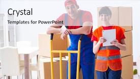  Presentation with professional birthday - Cool new PPT layouts with professional movers doing home relocation backdrop and a  colored foreground