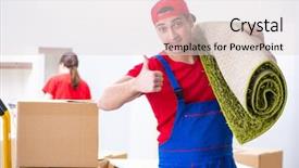  Presentation with home depot - Slide deck enhanced with professional movers doing home relocation background and a lemonade colored foreground