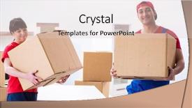  Presentation with classics professional - Presentation theme enhanced with professional movers doing home relocation background and a lemonade colored foreground