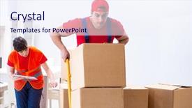  Presentation with home depot - Colorful slide deck enhanced with professional movers doing home relocation backdrop and a sky blue colored foreground