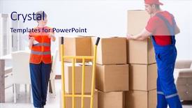  Presentation with home depot - Theme having professional movers doing home relocation background and a sky blue colored foreground