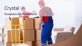  Presentation with long term care home - Beautiful presentation theme featuring professional movers doing home relocation backdrop and a sky blue colored foreground