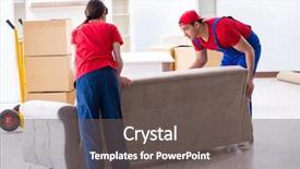  Presentation with professional - Cool new theme with professional movers doing home relocation backdrop and a dark gray colored foreground