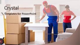  Presentation with home depot - Theme enhanced with professional movers doing home relocation background and a lemonade colored foreground