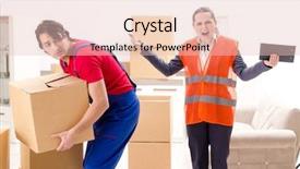  Presentation with classics professional - Presentation featuring professional movers doing home relocation background and a  colored foreground