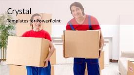  Presentation with home depot - PPT theme enhanced with professional movers doing home relocation background and a lemonade colored foreground