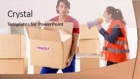  Presentation with professional presntations - PPT theme with professional movers doing home relocation background and a lemonade colored foreground