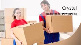 Presentation with home depot - Cool new slide deck with professional movers doing home relocation backdrop and a white colored foreground