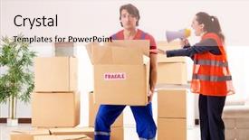  Presentation with professional analog audio - Theme with professional movers doing home relocation background and a lemonade colored foreground