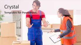  Presentation with home depot - Audience pleasing theme consisting of professional movers doing home relocation backdrop and a lemonade colored foreground