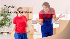  Presentation with professional portfolio - Theme having professional movers doing home relocation background and a lemonade colored foreground