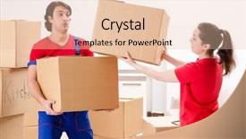 Presentation with professional - Cool new slide deck with professional movers doing home relocation backdrop and a  colored foreground