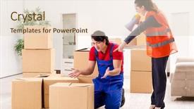  Presentation with simples professional - Amazing presentation theme having professional movers doing home relocation backdrop and a  colored foreground