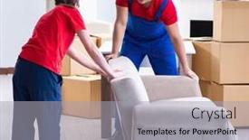  Presentation with professional - Theme featuring professional-movers-doing-home-relocation background and a  colored foreground