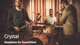  Presentation with music band - Slide deck featuring professional music band performing background and a tawny brown colored foreground