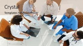  Presentation with staff - Audience pleasing presentation consisting of professional nurse - medical staff discussing the work backdrop and a  colored foreground