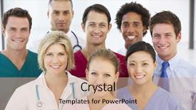  Presentation with medical - Amazing PPT layouts having professional nurse - portrait of medical team backdrop and a coral colored foreground