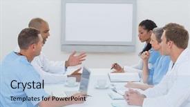  Presentation with team meeting - Amazing presentation having professional nurse - team of doctors having backdrop and a light blue colored foreground