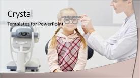  Presentation with eyeglasses - PPT theme consisting of professional oculist choosing lens background and a white colored foreground