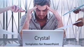  Presentation with stressed - Theme enhanced with professional overwhelmed black woman - businessman stressed out at work background and a  colored foreground