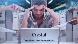  Presentation with stress at work - Beautiful slides featuring professional overwhelmed black woman - businessman stressed out at work backdrop and a light blue colored foreground