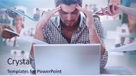  Presentation with stress at work - Theme having professional overwhelmed black woman - businessman stressed out at work background and a light blue colored foreground