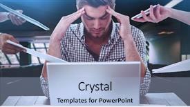  Presentation with stressed - Slide deck consisting of professional overwhelmed black woman - businessman stressed out at work background and a  colored foreground