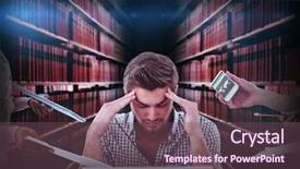  Presentation with stressed - PPT theme consisting of professional overwhelmed black woman - businessman stressed out at work background and a  colored foreground