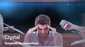  Presentation with stressed - Slides consisting of professional overwhelmed black woman - businessman stressed out at work background and a  colored foreground